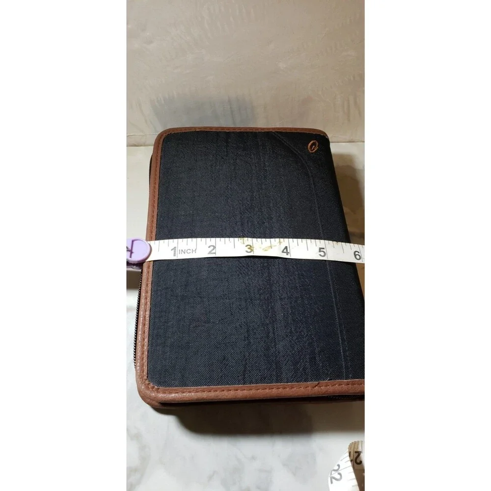 Vintage At A Glance  Black Cloth  Zip Closure Planner Binder 8.5”x6”